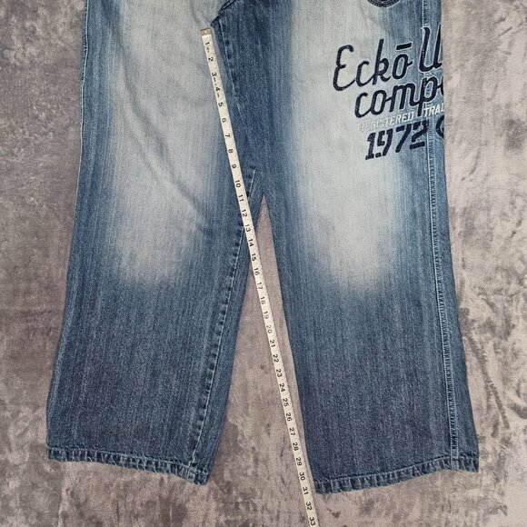 Ecko Unltd Baggy Jeans with Embroidered Logo Men's size 40 Y2K Skater Hip Hop - Picture 10 of 16